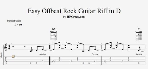 More information about "Easy Offbeat Rock Guitar Riff in D - Tabs & Backing Track"